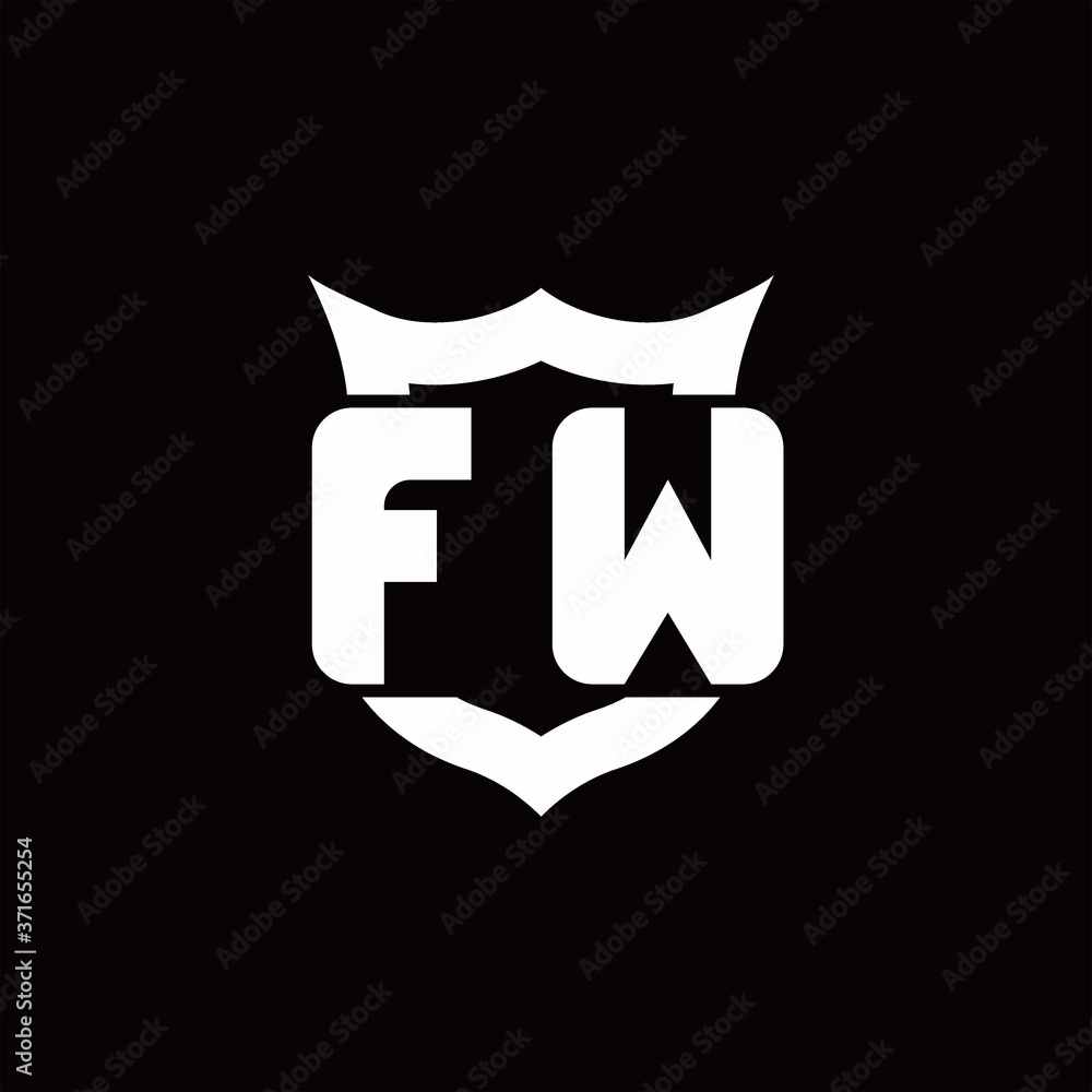 FW Logo monogram with shield around crown shape design template FW Logo monogram with shield around crown shape design template