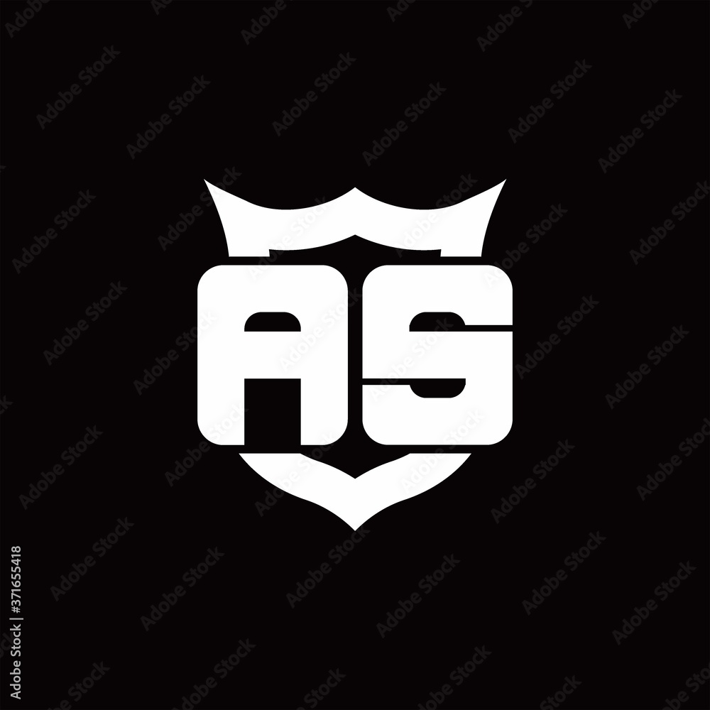 AS Logo monogram with shield around crown shape design template AS Logo monogram with shield around crown shape design template