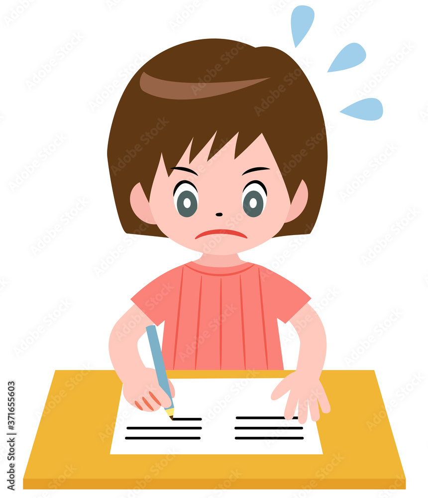 頑張って勉強する女の子