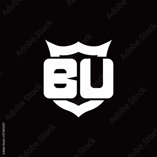 BU Logo monogram with shield around crown shape design template