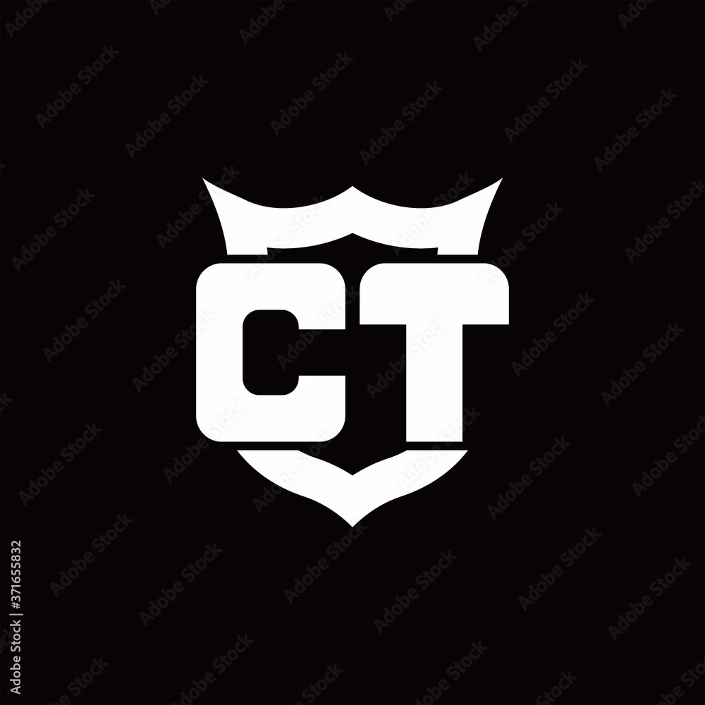 CT Logo monogram with shield around crown shape design template CT Logo monogram with shield around crown shape design template
