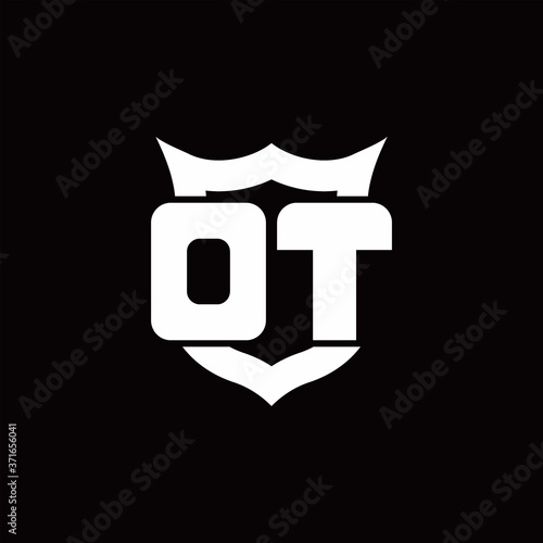 DT Logo monogram with shield around crown shape design template