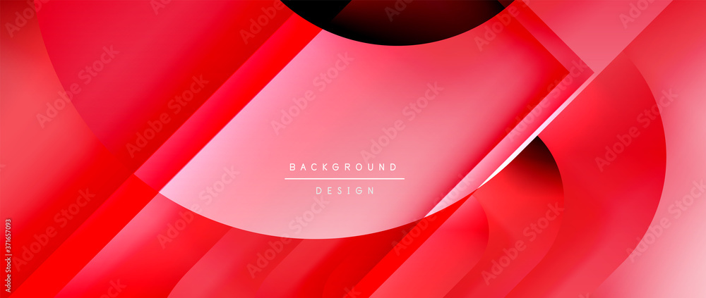 Vector geometric abstract background with lines and modern forms. Fluid gradient with abstract round shapes and shadow and light effects - obrazy, fototapety, plakaty 
