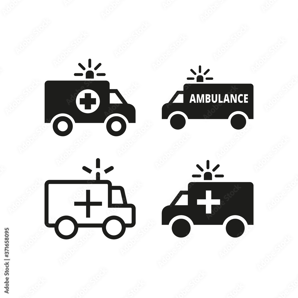 Ambulance icons on white background. Ambulance icons on white background.