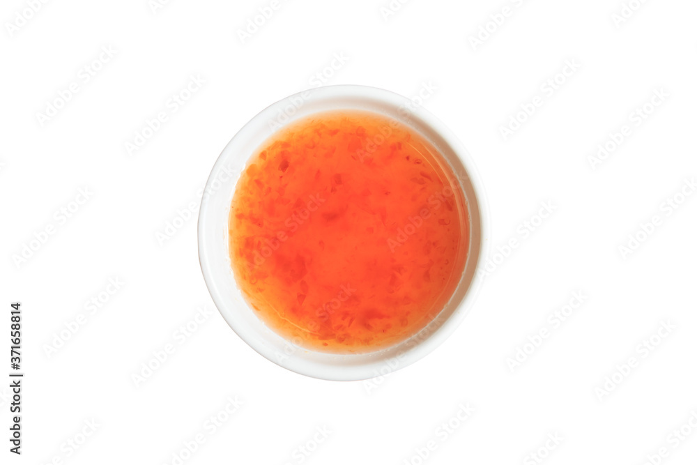Real Thai Spring Roll Sauce (sweet thai chilli sauce) On a white background