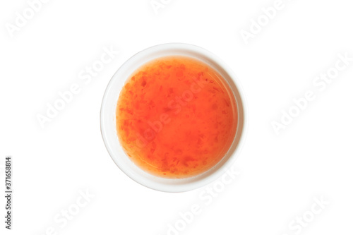 Real Thai Spring Roll Sauce (sweet thai chilli sauce) On a white background
