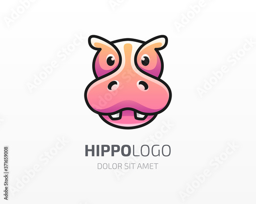 Colorful cute hippo logo