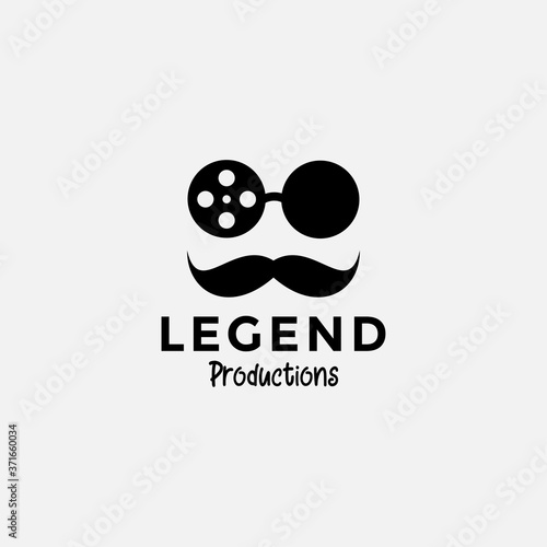 old man movie sunglasses logo vector icon illustration