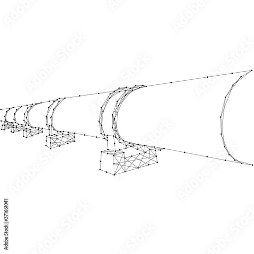 Oil or gas pipeline, concept petroleum fuel industry transportation from abstract futuristic polygonal black lines and dots. Vector illustration.