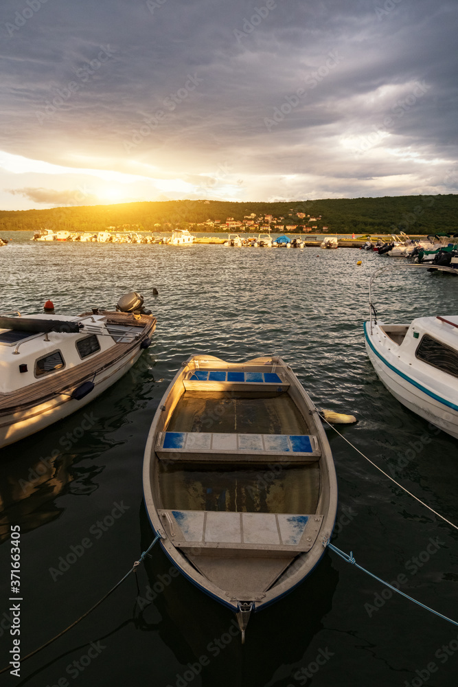 Boats on the dock, Cizici town , Krk Island , Croatia