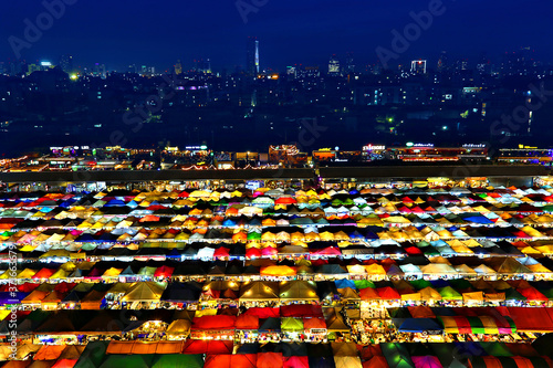 Train Night Market in Bangkok, Thailand