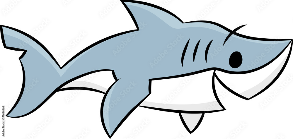 Cartoon shark swimming underwater vector illustration for children Cartoon shark swimming underwater vector illustration for children