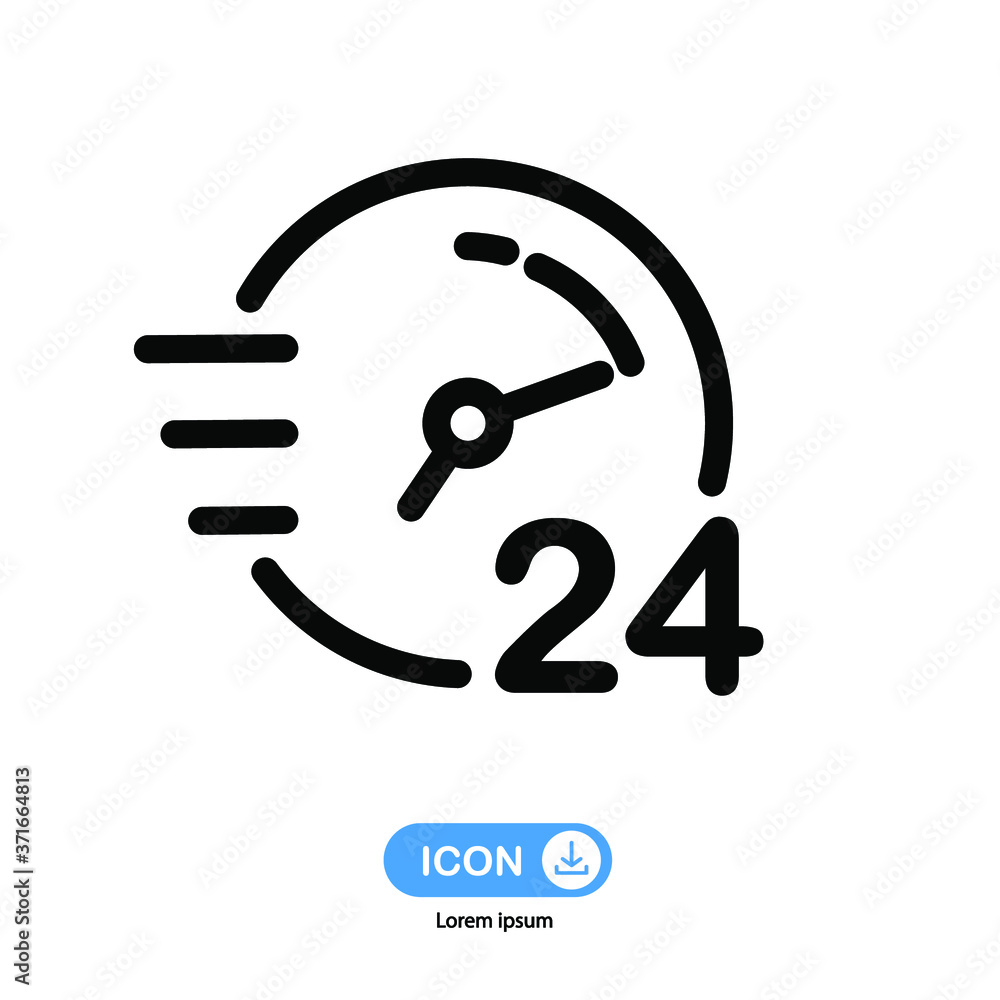 24 hours vector icon isolated on white background
