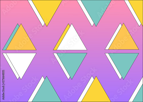 Colored triangles with pink and purple gradient background