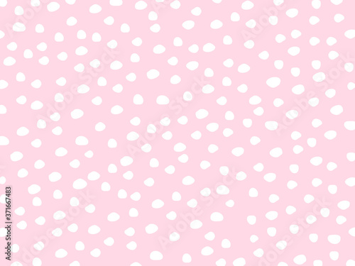 Brush stroke circle polka dot pink vector pattern. 