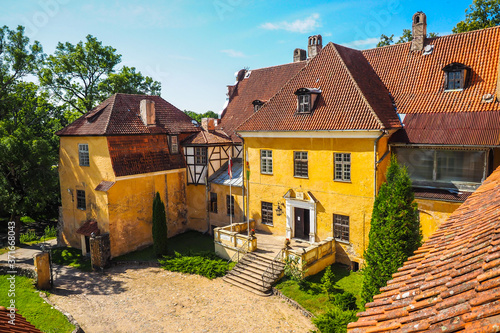 Lielstraupe medieval castle in the village of Straupe in the historical region of Vidzeme, in northern Latvia.  photo