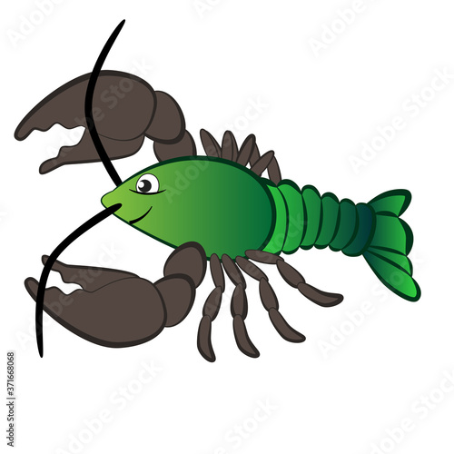 Cartoon crayfish isolated on white background.