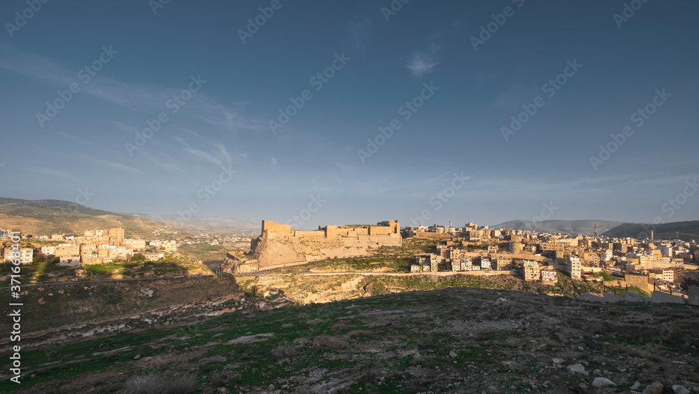 ancient stone castle of the crusaders in the city of Karak in Jordan
