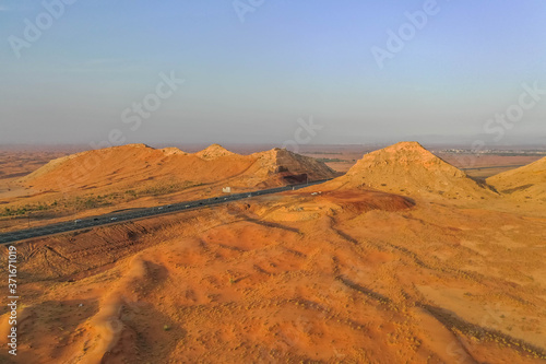 Drone view of Dry Desert in Dubai with Sand Ripples  High Dune Desert in United Arab Emirates 