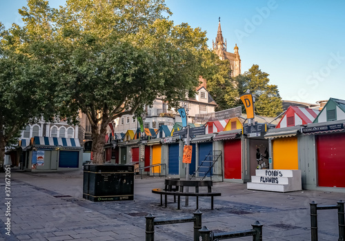 The front of the outdoor market in the city of Norwich photo