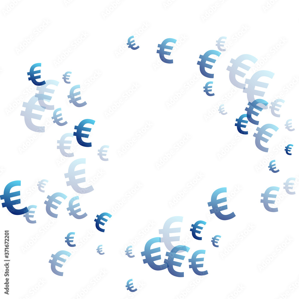 Euro blue symbols scatter money vector 