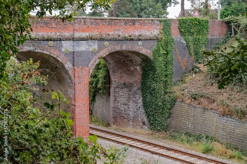 Brick built bridge over the railway line in rural Norfolk