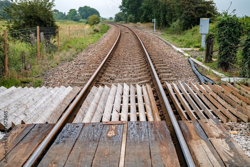 A view down the railway track in the Norfolk countryside