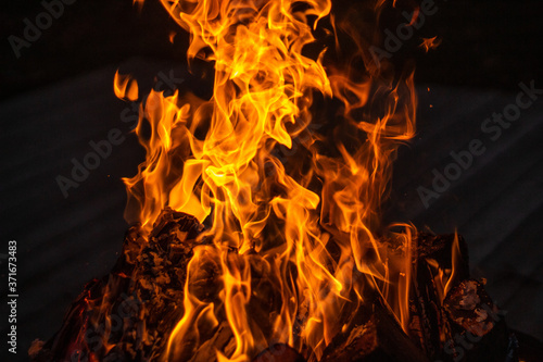 fire on a black background