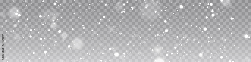 Vector heavy snowfall, snowflakes in different shapes and forms. Snow flakes, snow background. Falling Christmas - obrazy, fototapety, plakaty 
