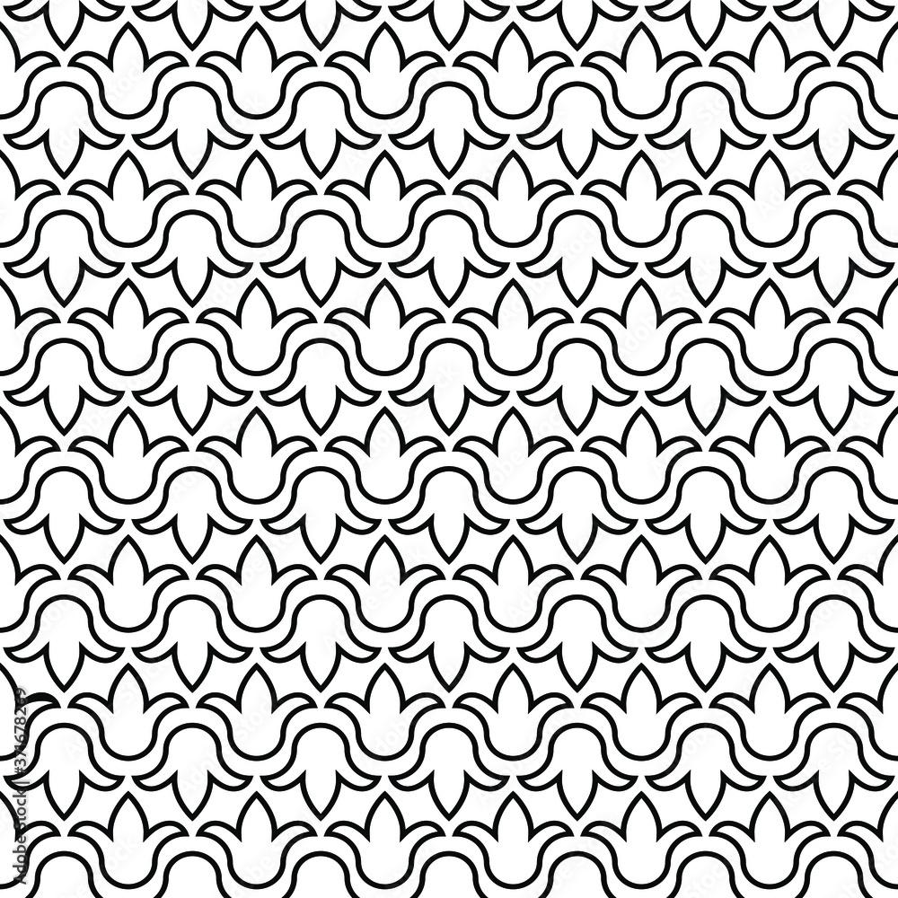 Fototapeta premium Tulip floral black and white seamless pattern vector