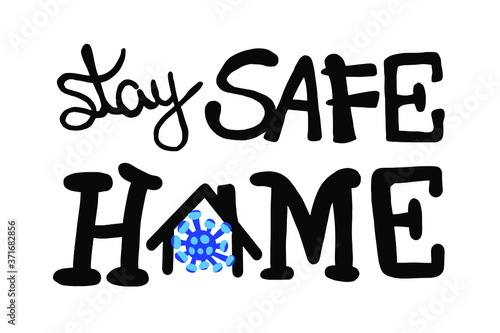 stay home sign, social isolation due to covid-19 pandemic caused by coronavirus, isolated on white background, vector illustration