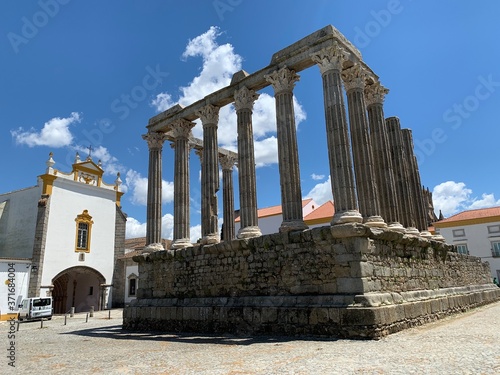 The roman temple of Evora, part of the historic city center, which has been classified as a World Heritage Site by UNESCO.