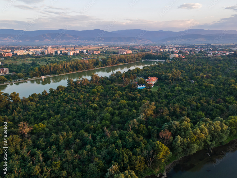Fototapeta premium Maritsa River passing near the city of Plovdiv, Bulgaria