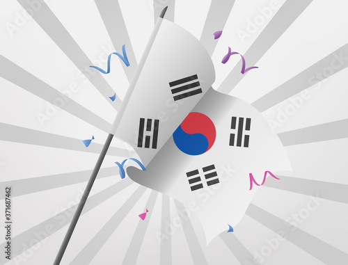 Flying flags crossed from the country of South Korea