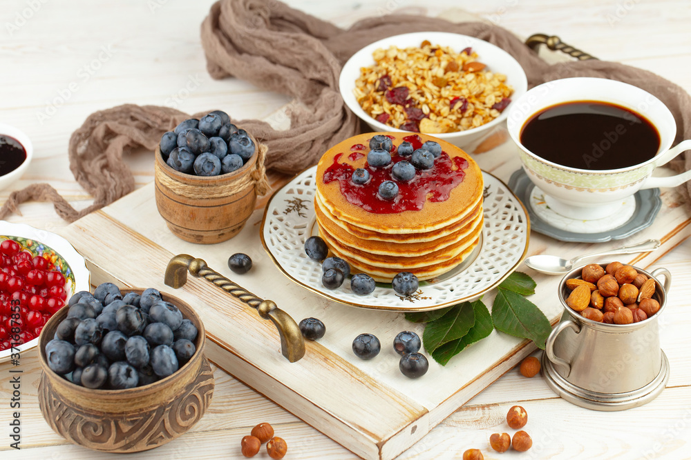 Healthy breakfast on an old background Healthy breakfast on an old background
