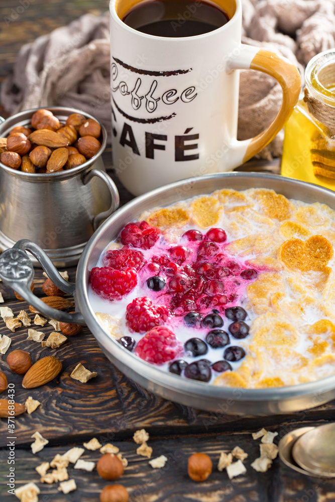 Healthy breakfast on an old background Healthy breakfast on an old background