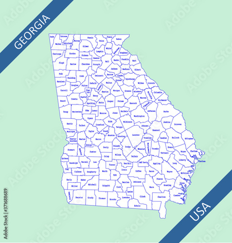 Counties map of Georgia USA photo