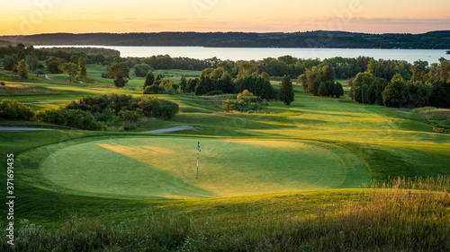 sunrise over golf course