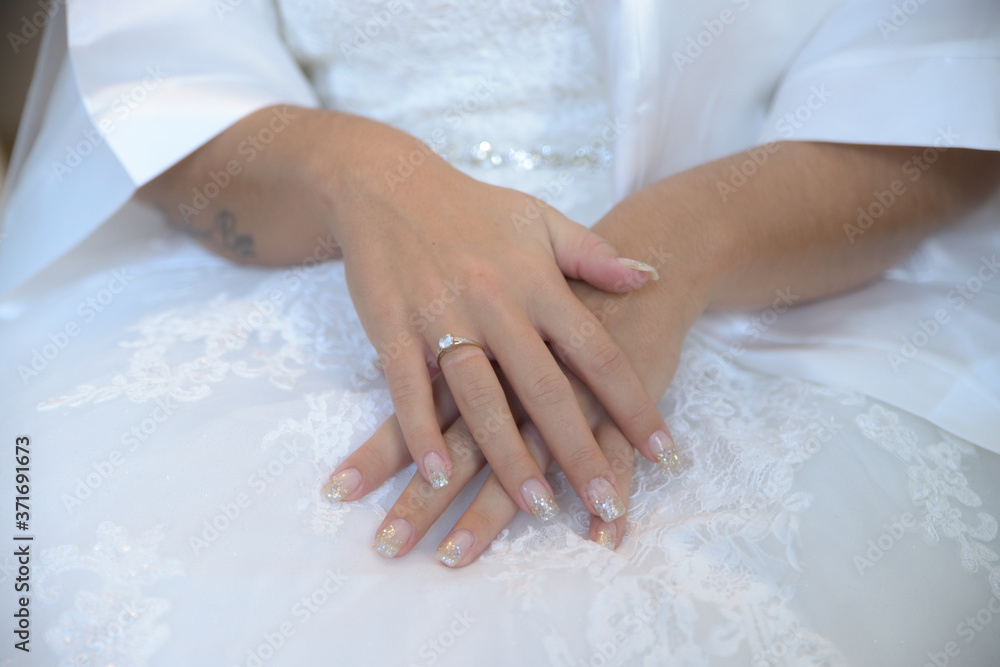 Wedding Nails Hands Bride Rings Makeup