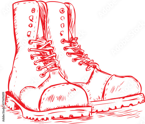 red rubber boots isolated