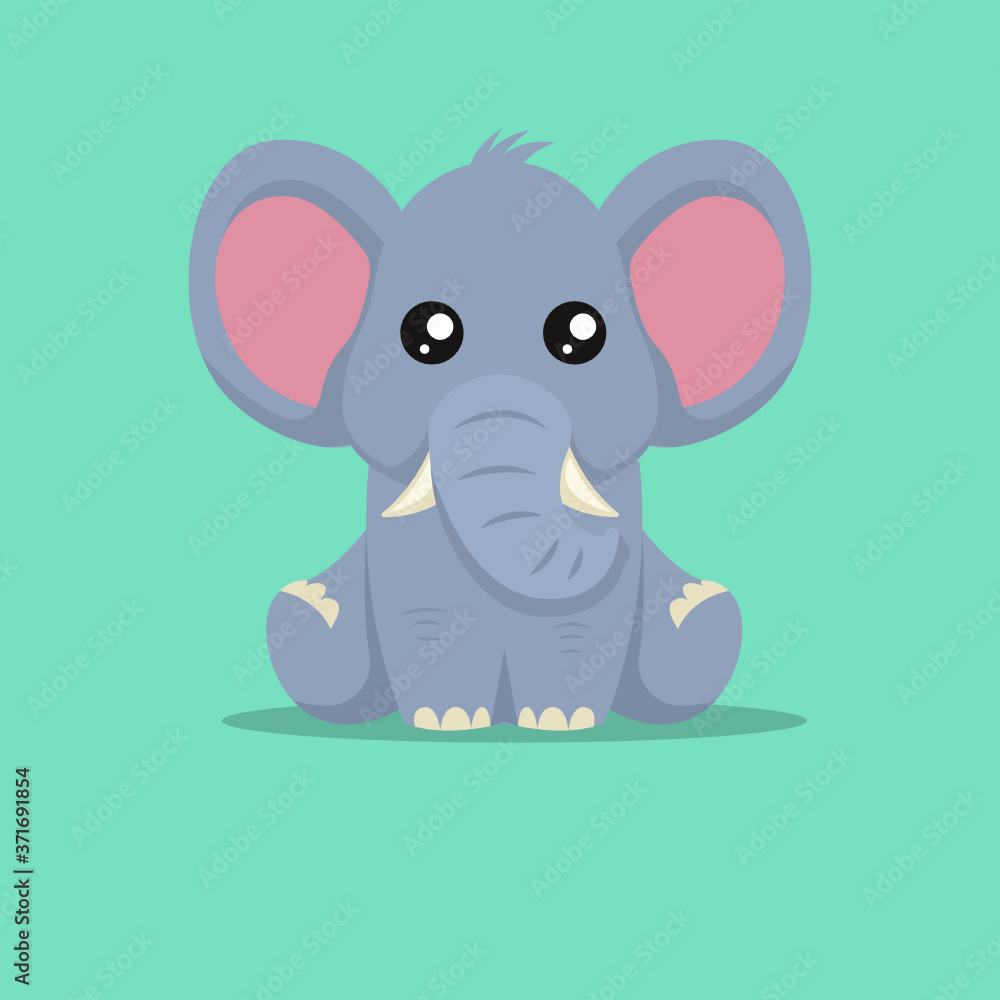 Fototapeta premium Cute baby elephant character design illustration