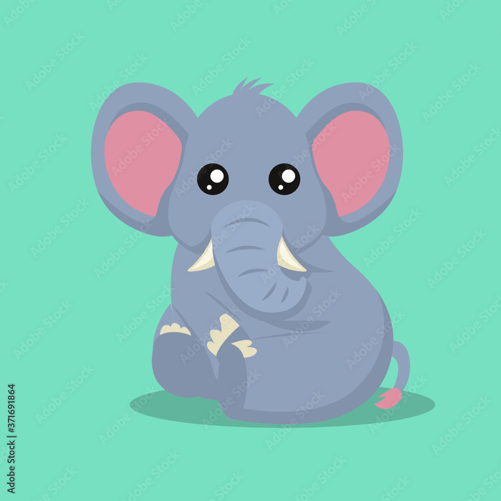 Fototapeta premium Cute baby elephant character design illustration