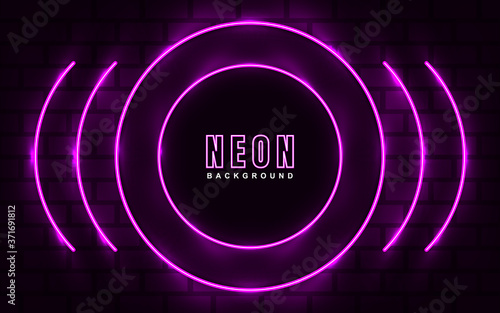 Abstract luminous neon frame background  with blue color light effect. Vector light illustration on dark concept can use for music cover poster, flyer, frame banner promotion,