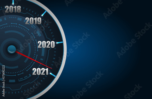 Happy New Year 2021 in the Form Car Speedometer, Creative Poster