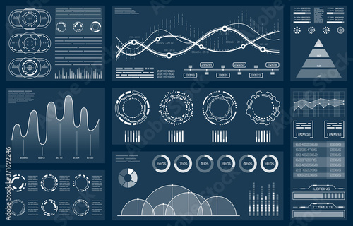 Set Element for Futuristic Design. Interactive Interface Control Panels
