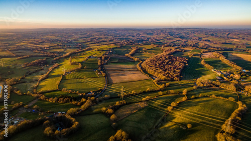 British Sussex Countryside Aerial Drone Shot