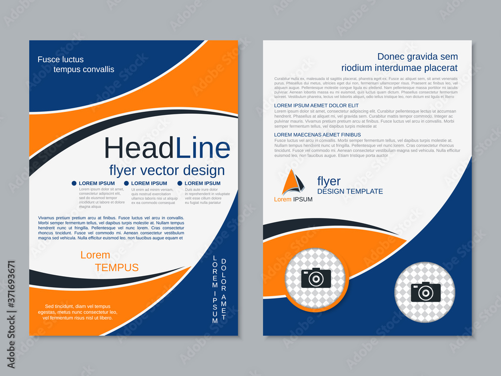 Fototapeta premium Modern professional two-sided flyer vector design template