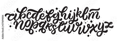 Vector hand drawn alphabet. Brush painted letters. Handwritten script alphabet. Hand lettering and custom typography for your designs: logo, for posters, invitations, cards, etc. Vector type.