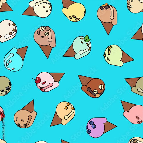 Italian ice cream seamless pattern. Cartoon vector illustration.