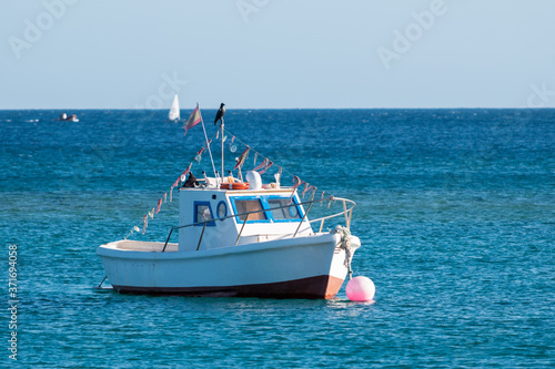 Picture of a small fishing boat on the island of lanzarote, the canary islands